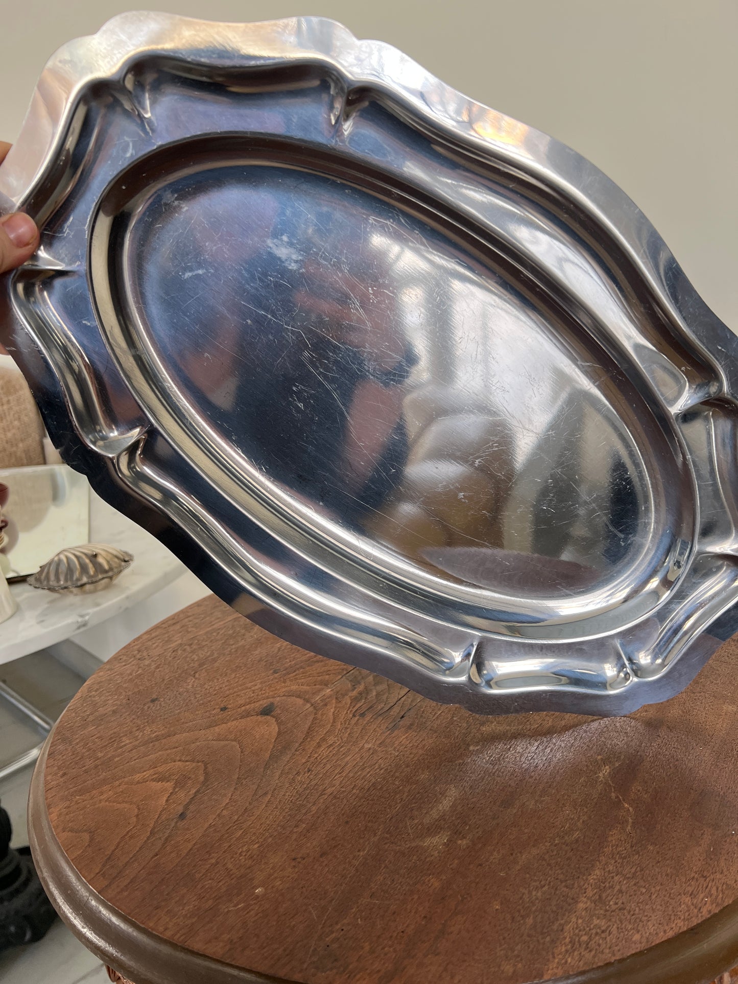 A Large French Vintage Tray in Stainless Steel