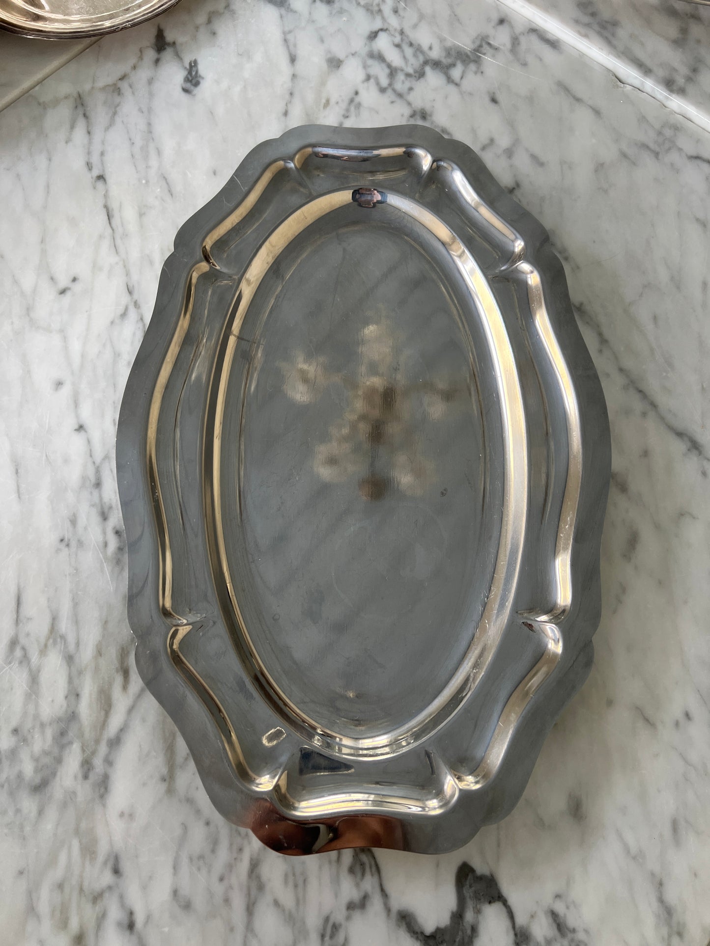 A Large French Vintage Tray in Stainless Steel