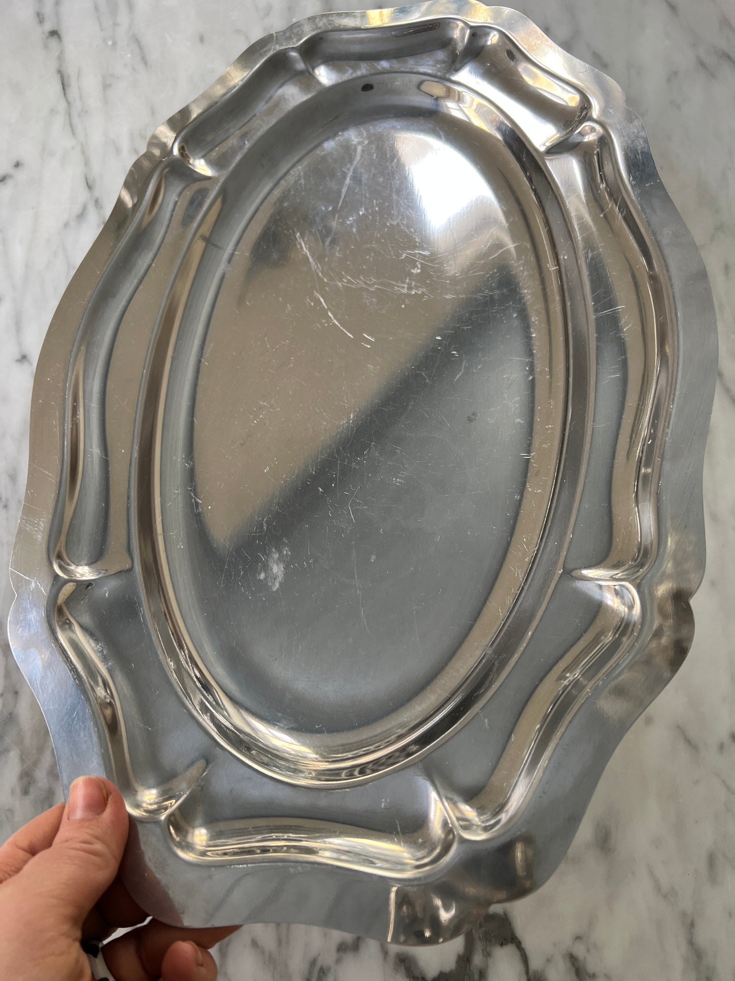 A Large French Vintage Tray in Stainless Steel