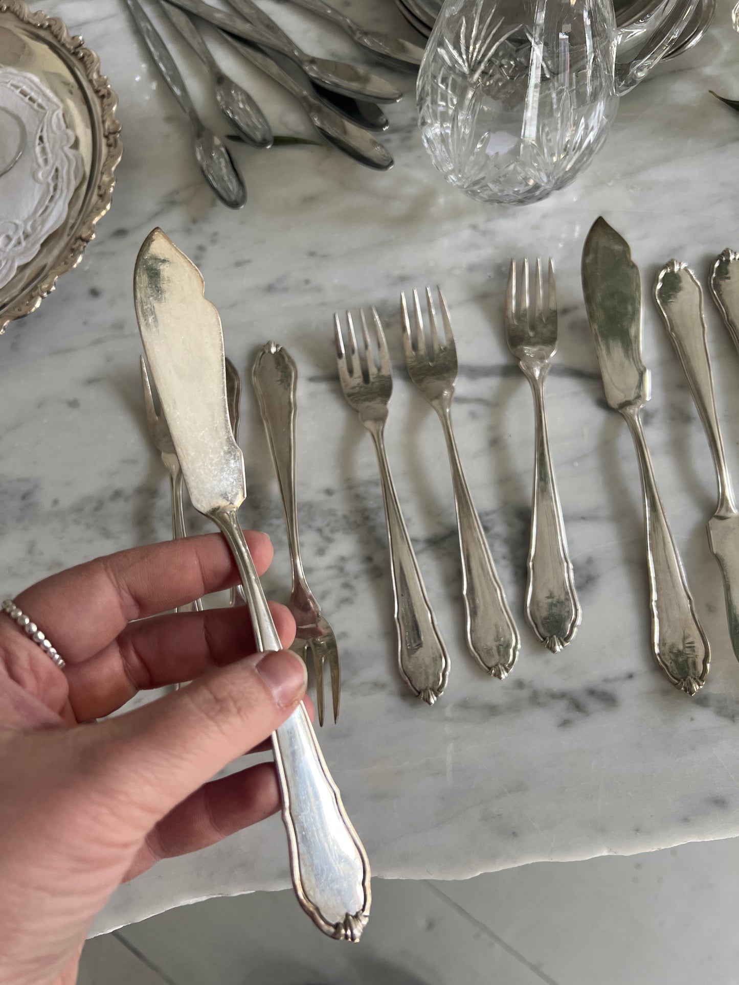 Antique Fish Cutlery 6 + 6 -set