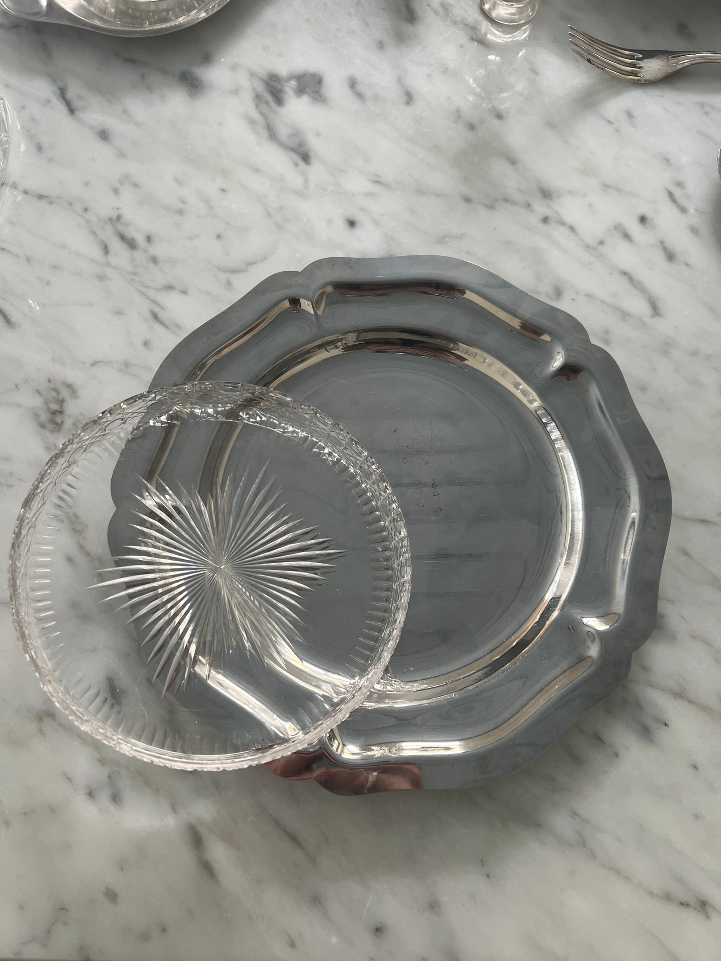 French Stainless Steel Tray with Glass Dish