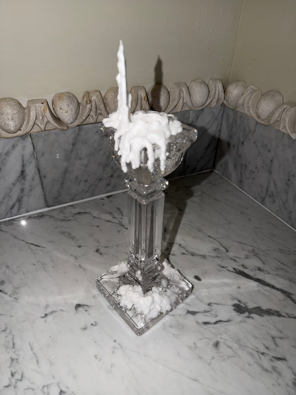 A pair of crystal candlesticks