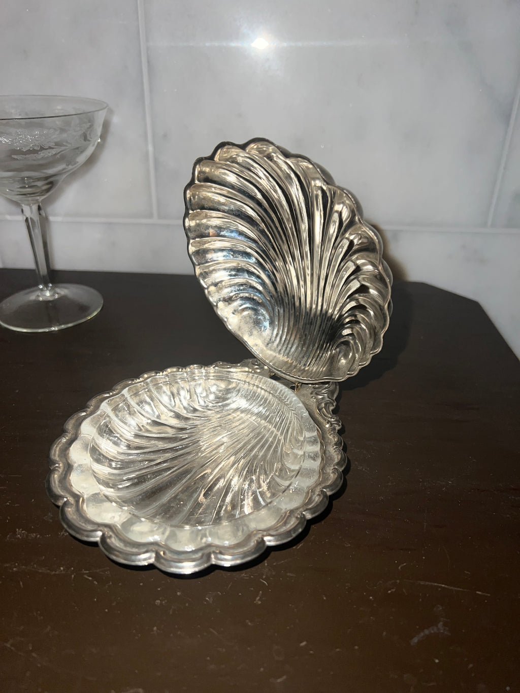 Silver-plated vintage butter dish