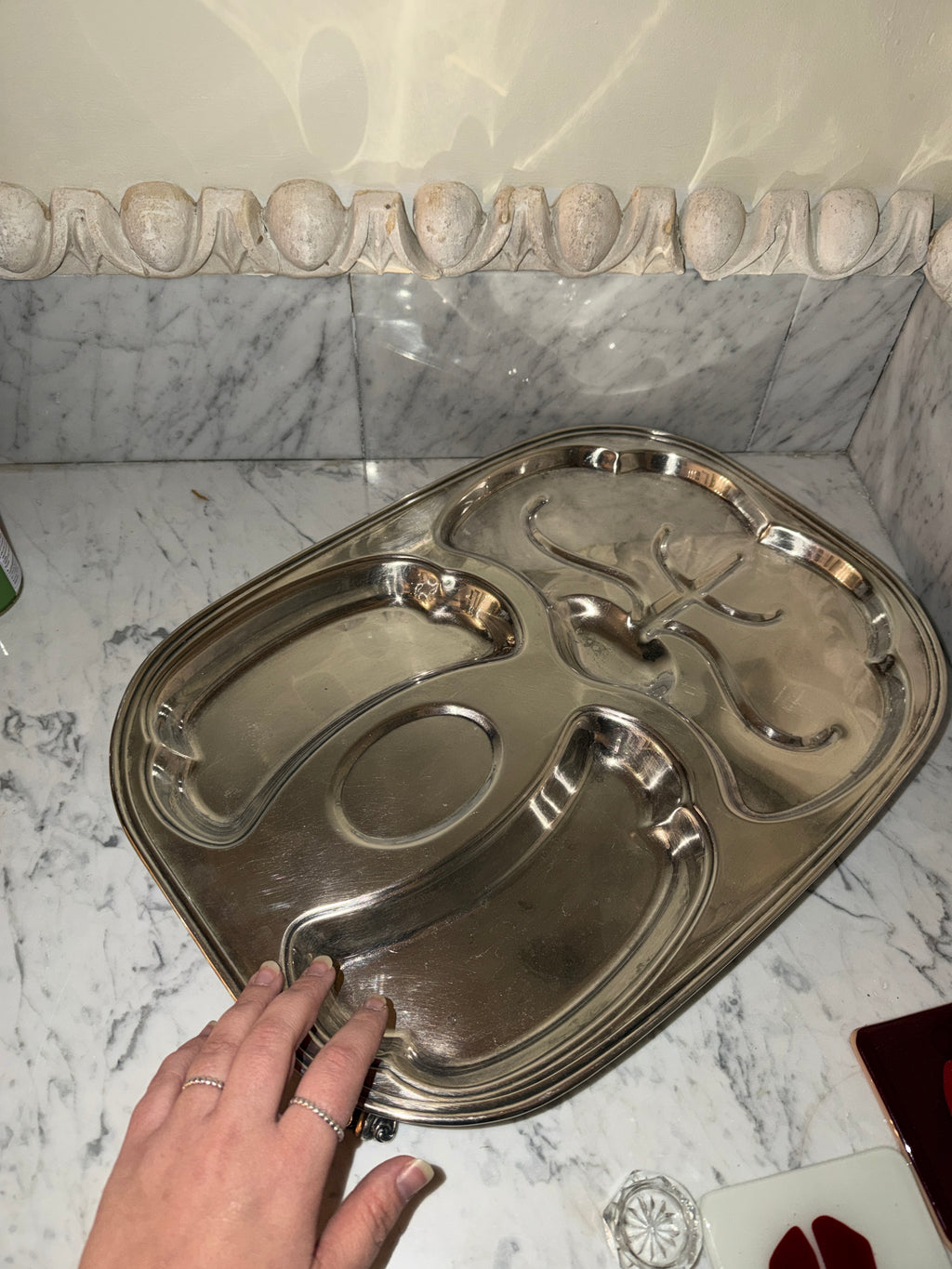 Antique silver-plated tray for roast