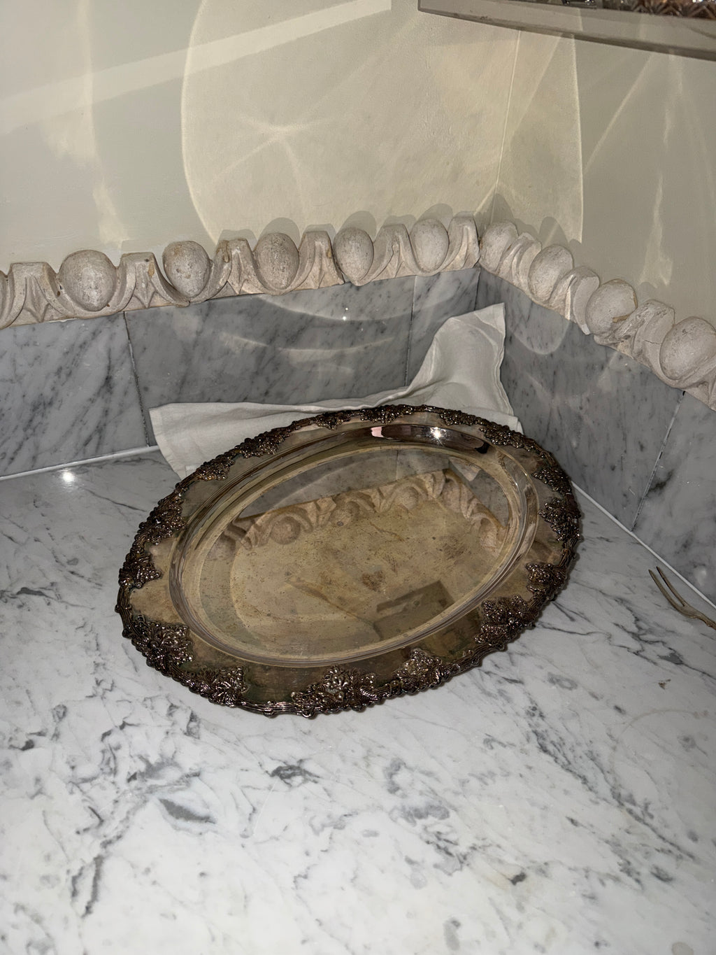 Silver-plated tray with grapevine motif