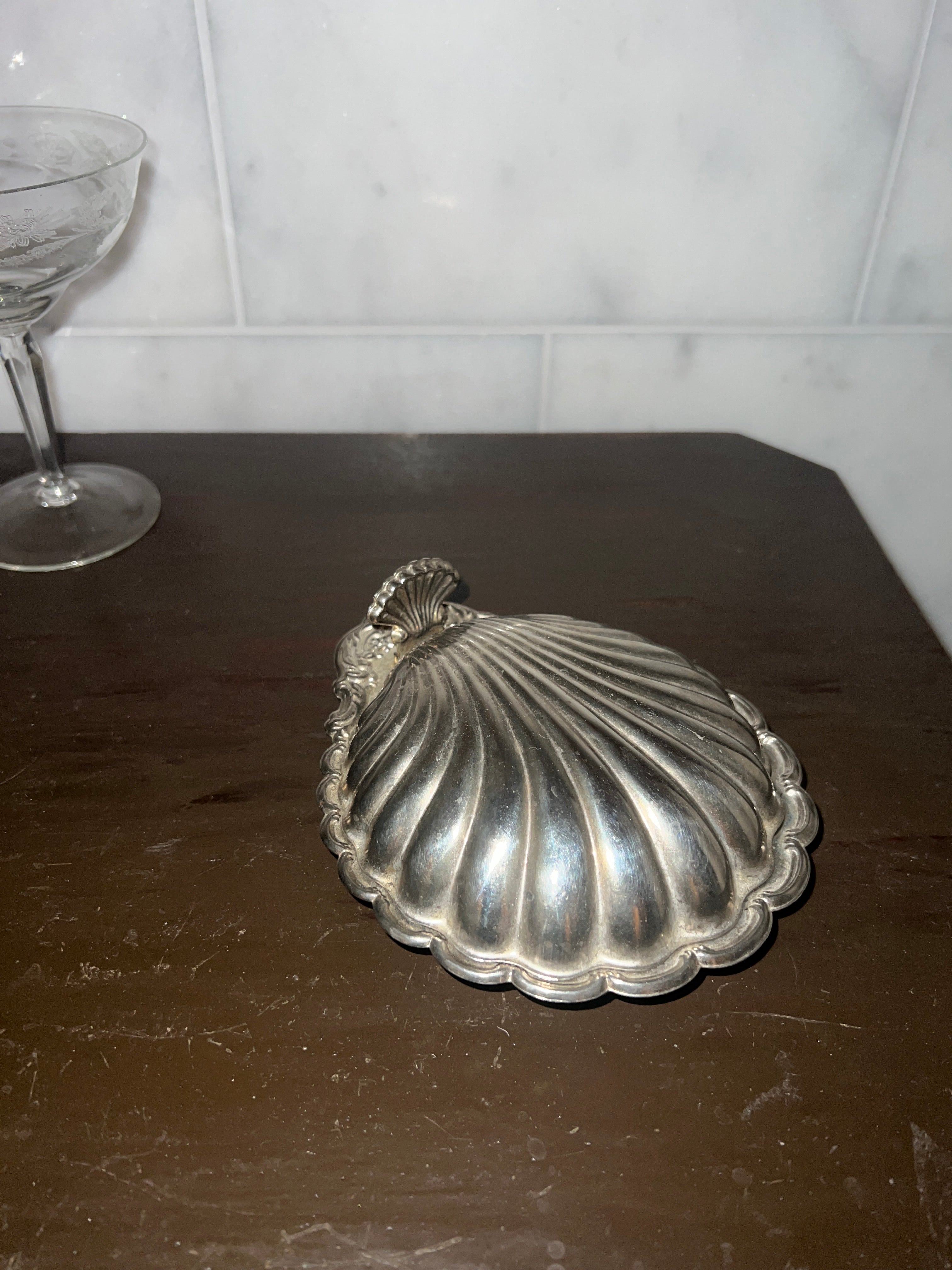 Silver-plated vintage butter dish