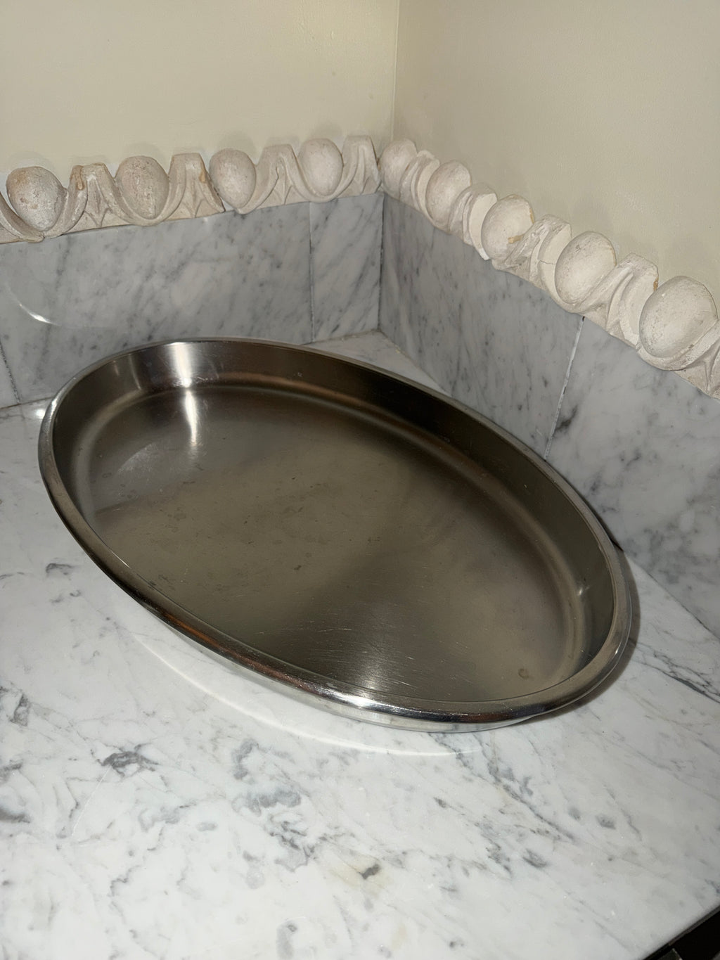 Vintage tray in stainless steel