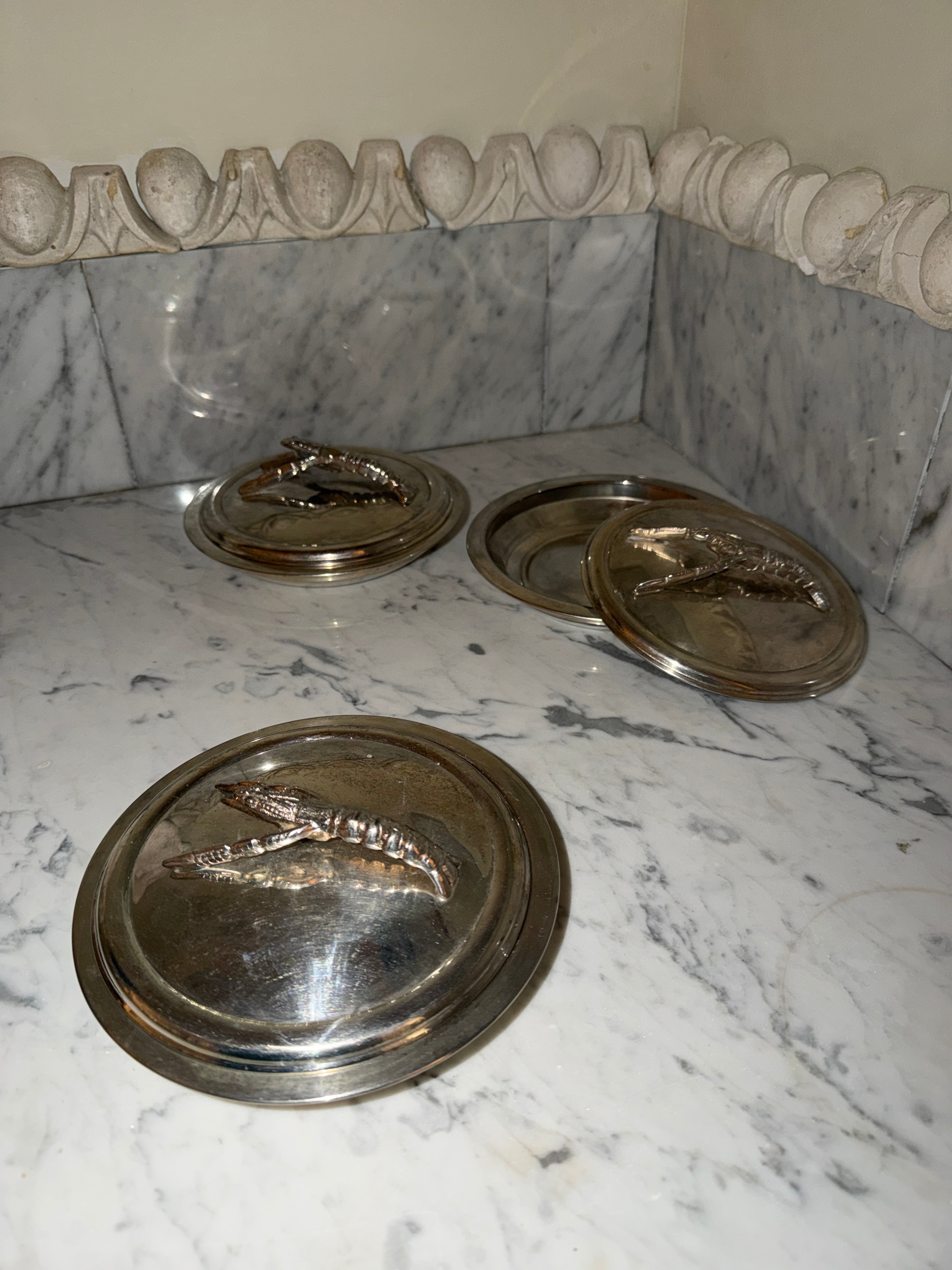 Crayfish serving dish in new silver