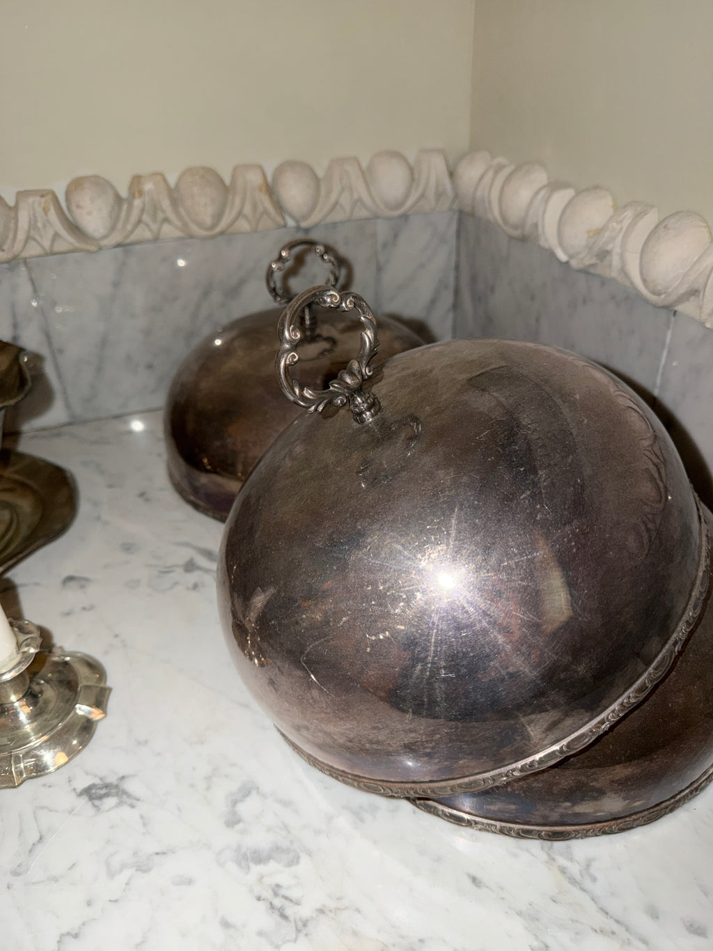 Vintage silver-plated serving dome