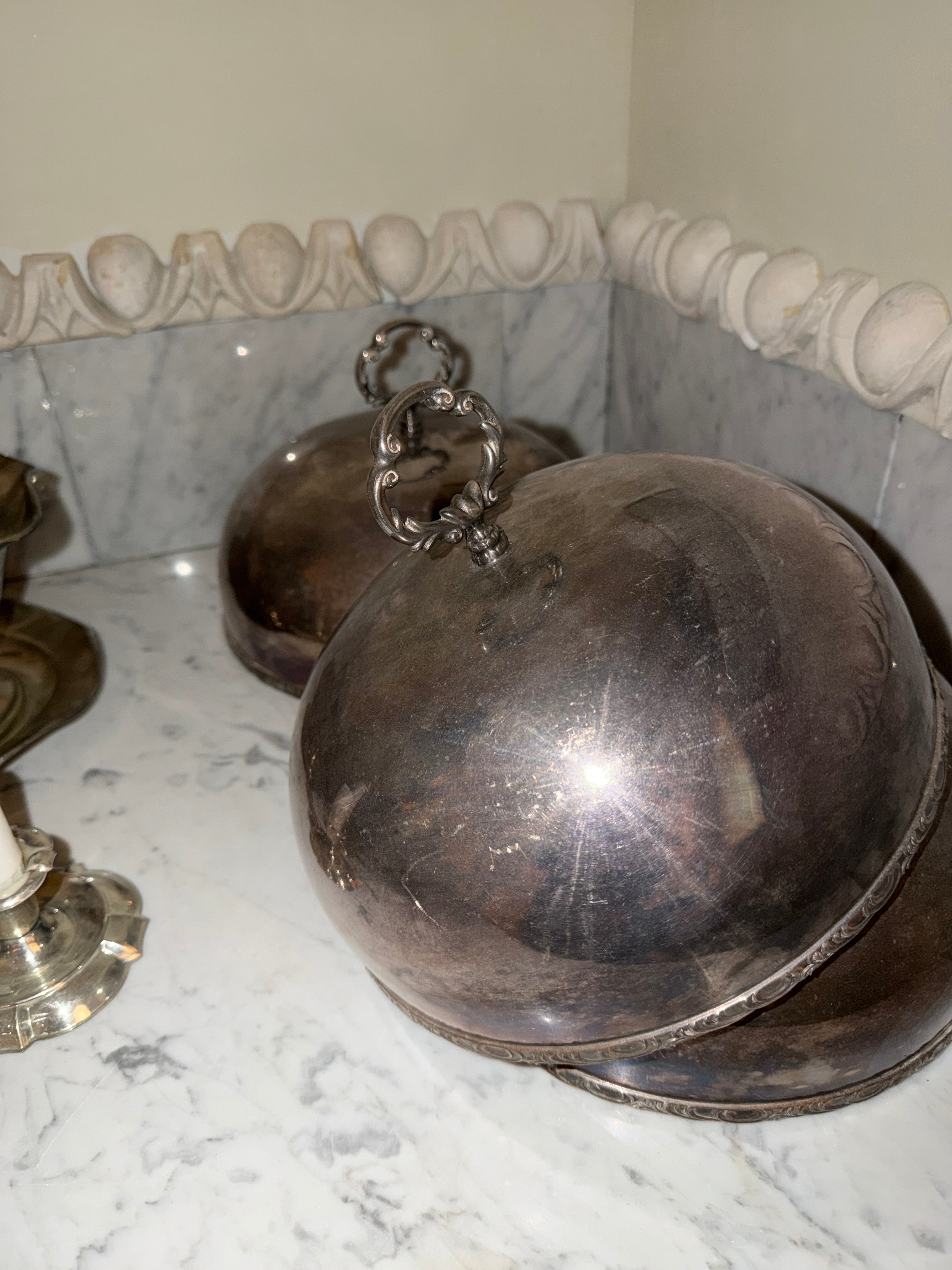 Vintage silver-plated serving dome