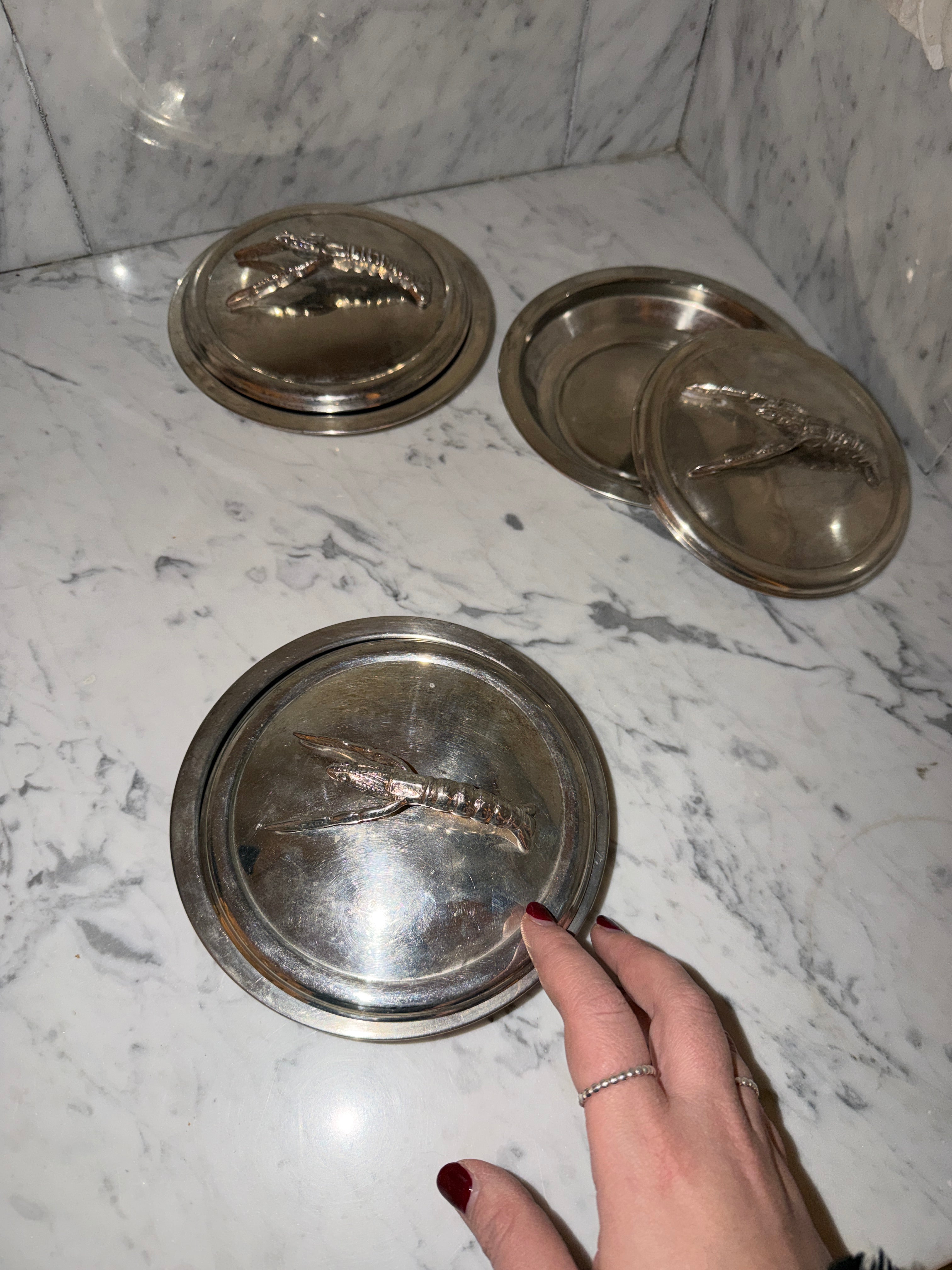 Crayfish serving dish in new silver