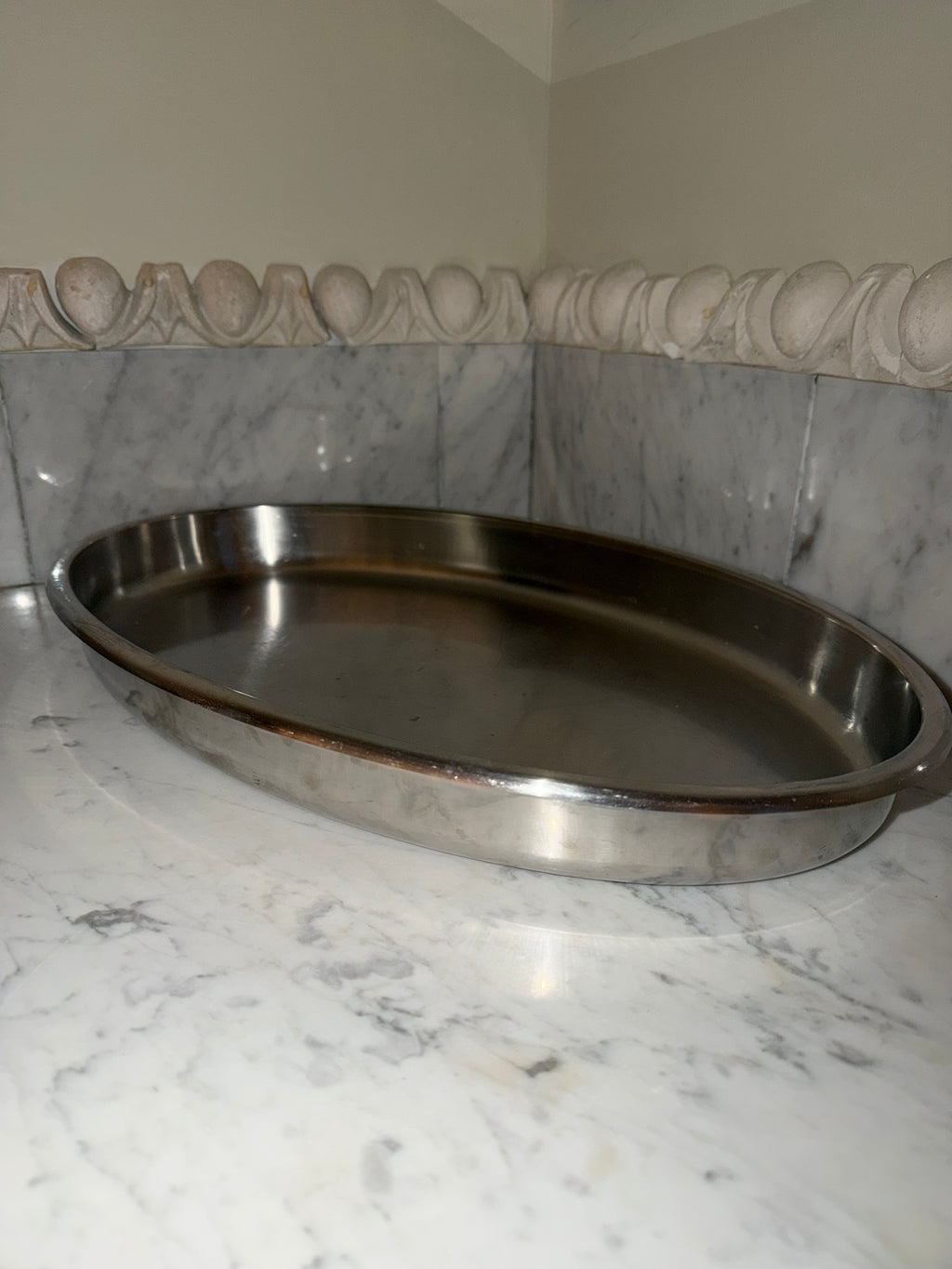 Vintage tray in stainless steel