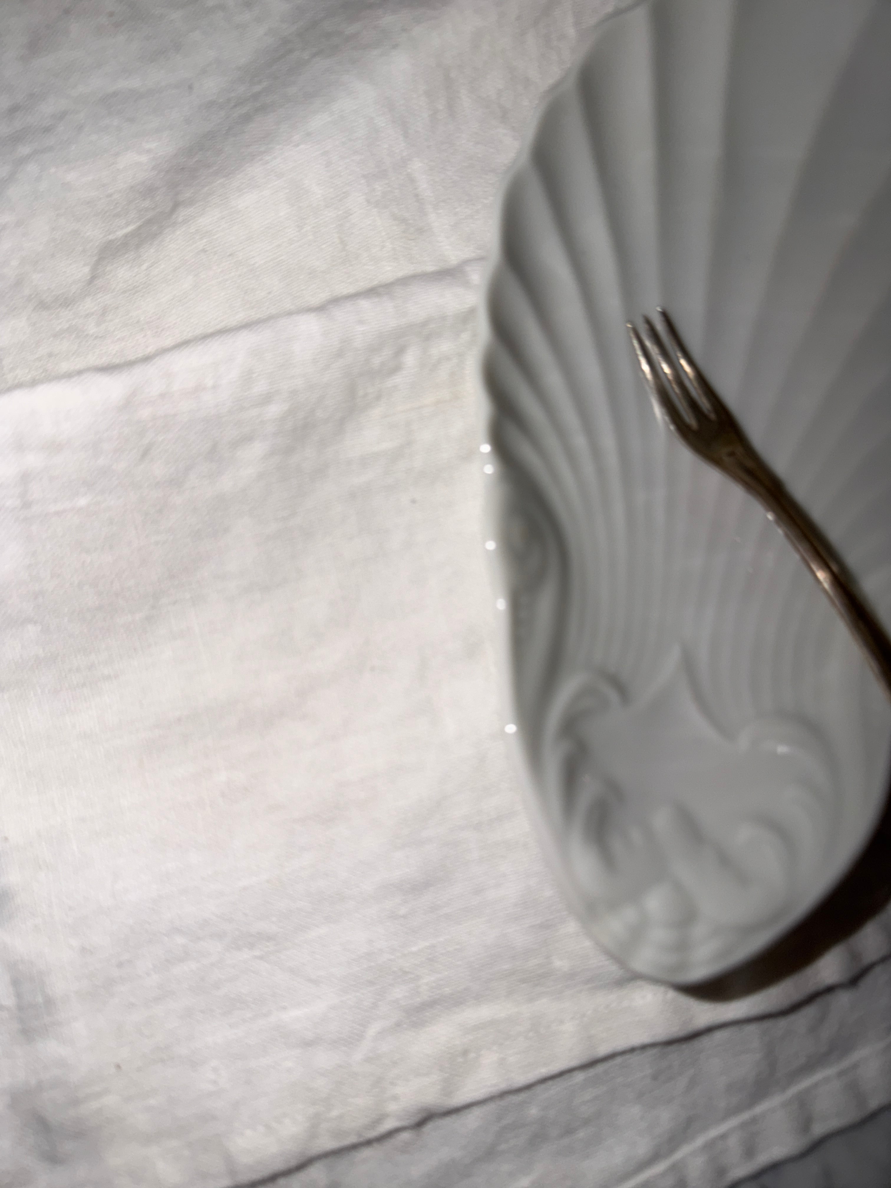 Vintage shell dish and serving fork