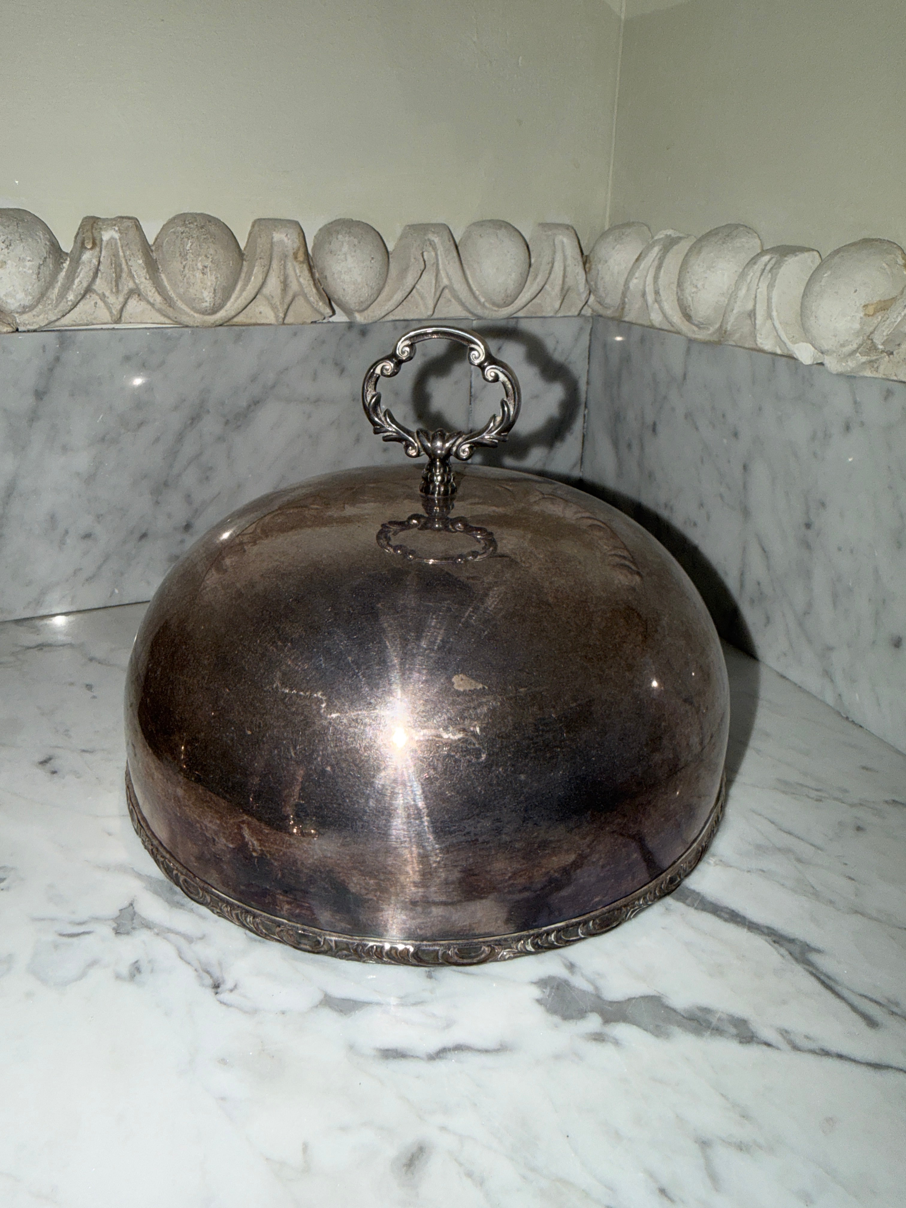 Vintage silver-plated serving dome