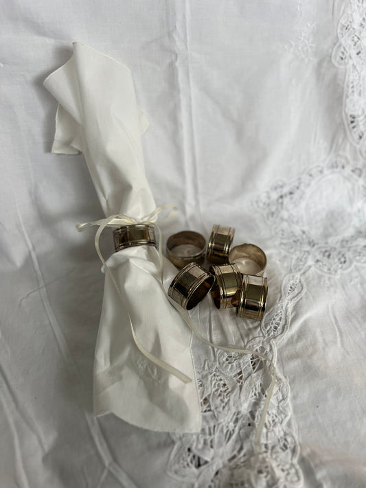 Vintage Silverplated Napkin Rings, a set of 7