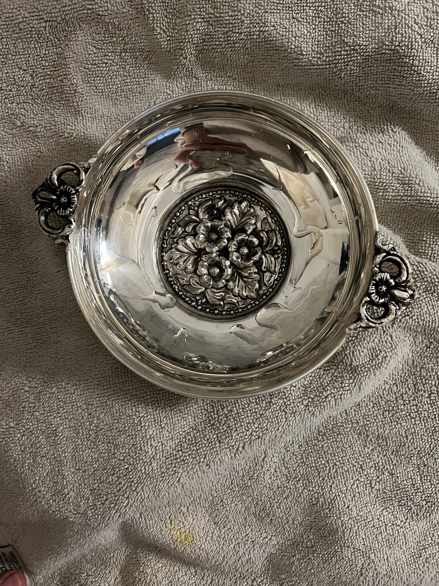 Vintage Silver Plated Catch-All With Floral Detailing