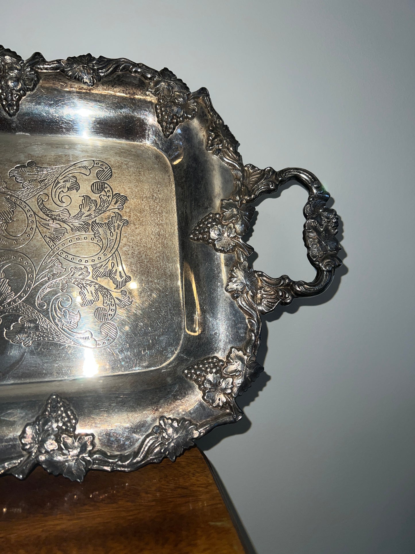 Large Antique Silver Plated Tray