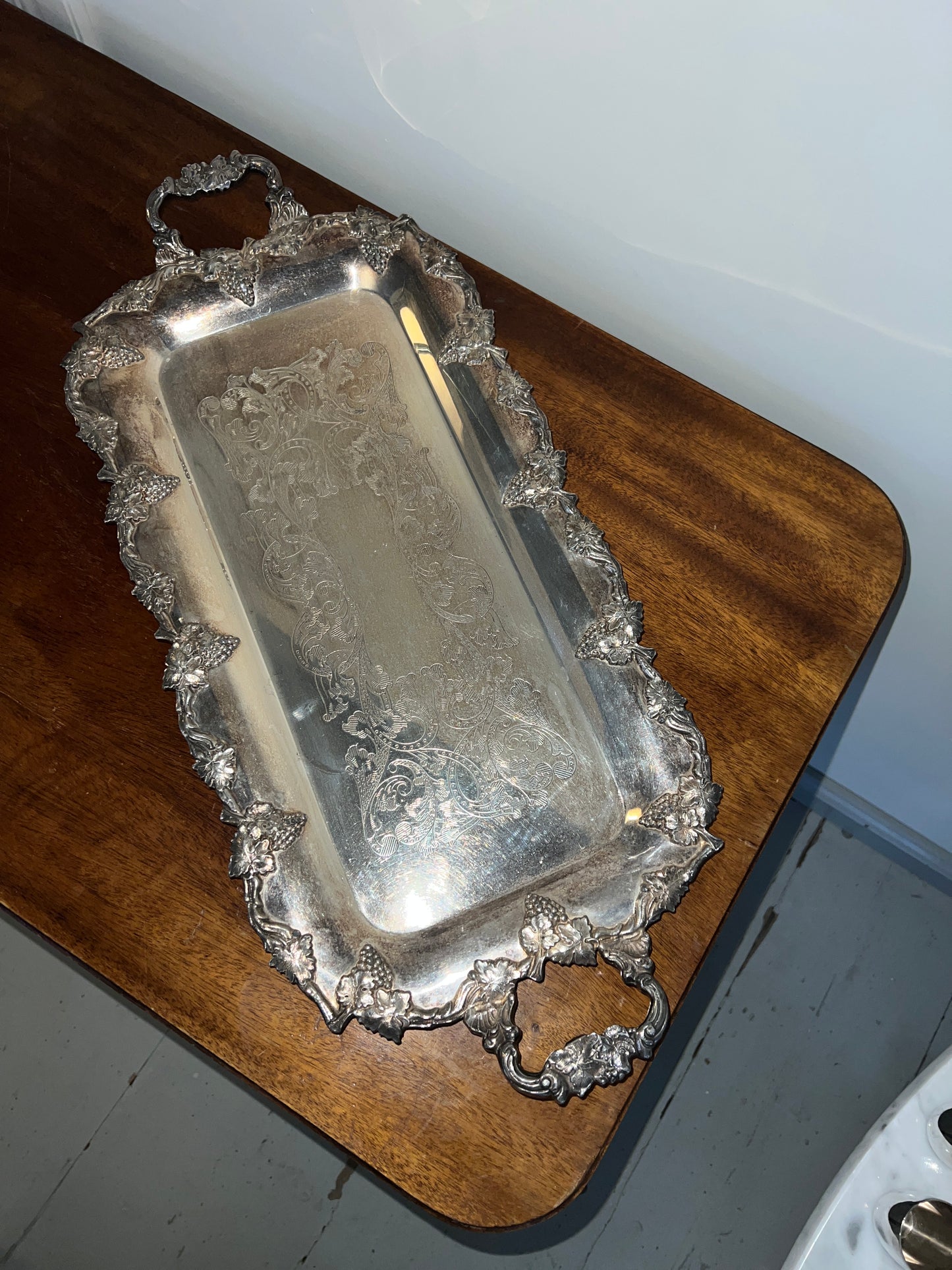 Large Antique Silver Plated Tray