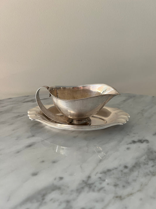 Vintage New Silver Gravy Boat with Underplate