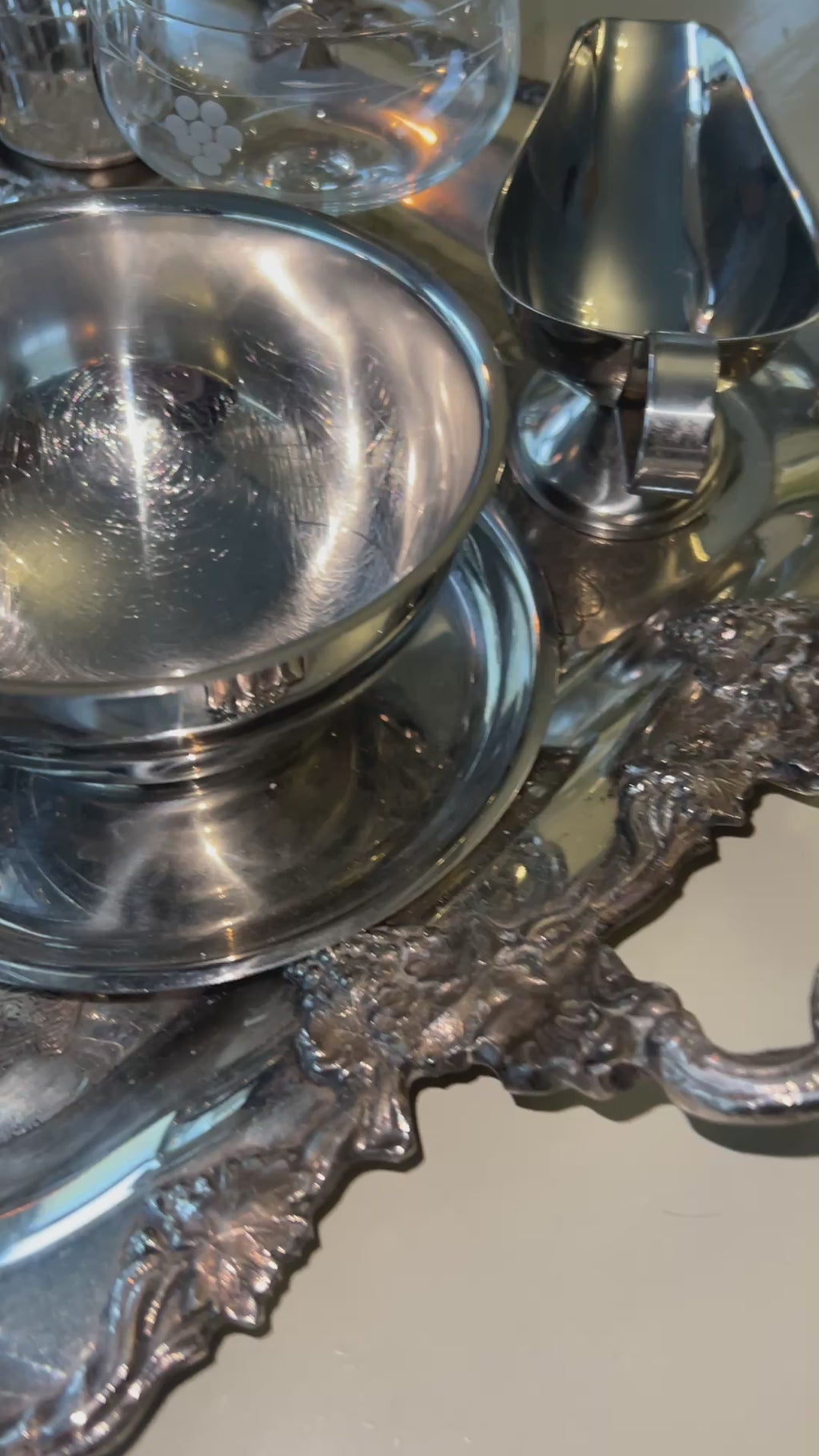 Vintage “GIRL DINNER” Silver Tray Set